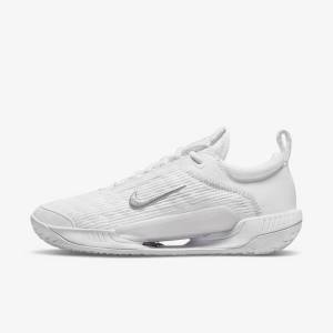 παπουτσια τενις Nike NikeCourt Zoom NXT Hard Court γυναικεια ασπρα γκρι μεταλλικός ασημι | NK059CUI