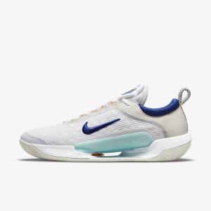 παπουτσια τενις Nike NikeCourt Zoom NXT Clay Court ανδρικα ασπρα ανοιχτο Μπεζ τυρκουάζ μπλε ρουά μπλε | NK923KUV