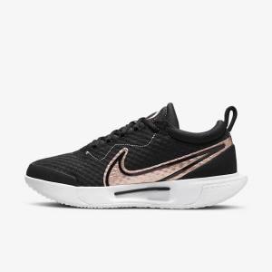 παπουτσια τενις Nike NikeCourt Zoom Pro Hard Court γυναικεια μαυρα ασπρα μεταλλικός κοκκινα καφε | NK597QVD