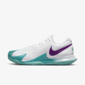 παπουτσια τενις Nike NikeCourt Zoom Vapor Cage 4 Rafa Hard Court ανδρικα ασπρα τυρκουάζ κοκκινα μωβ | NK345BHW